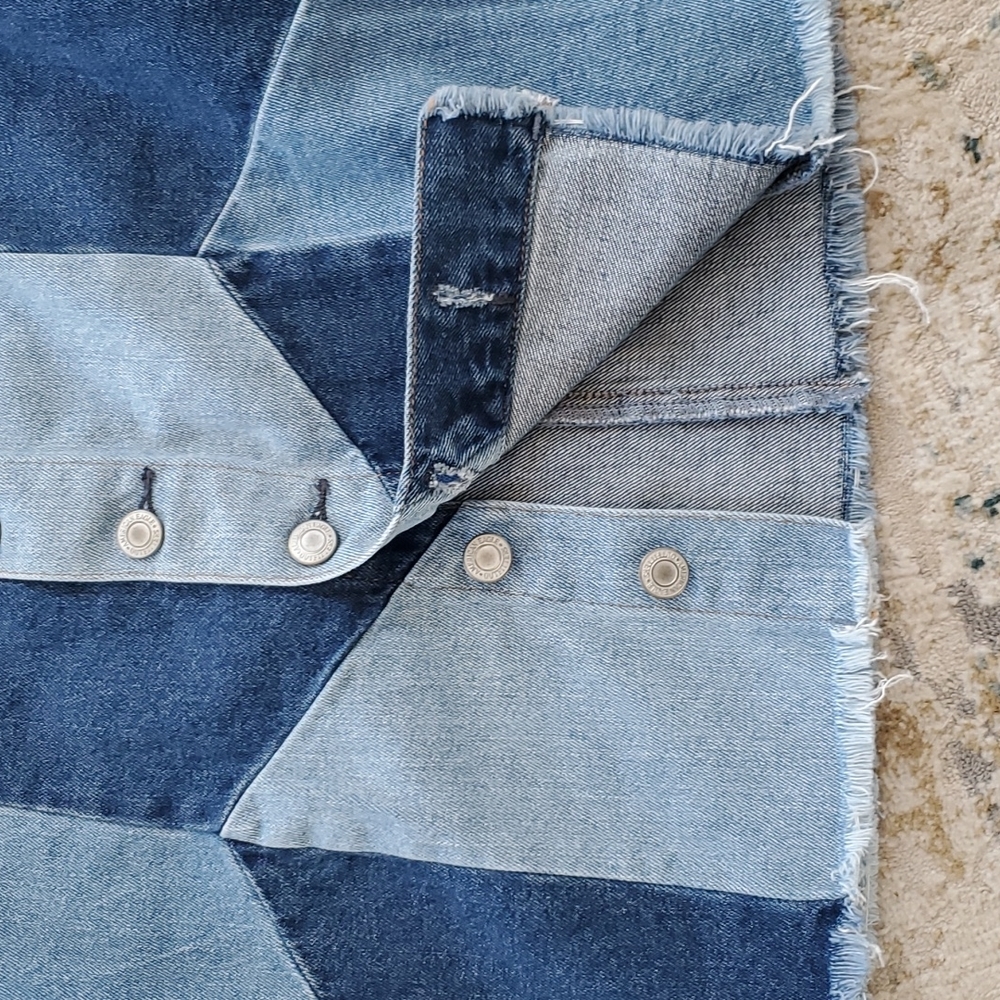 AEO Hi Rise Festival Patchwork Denim Skirt - Picture 2 of 9